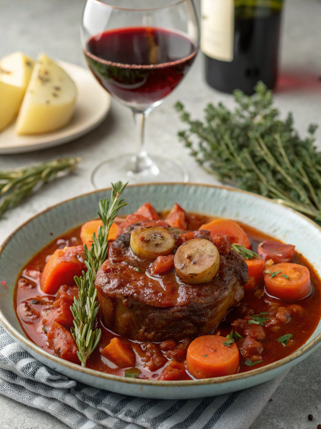 Osso buco with red wine ingredients