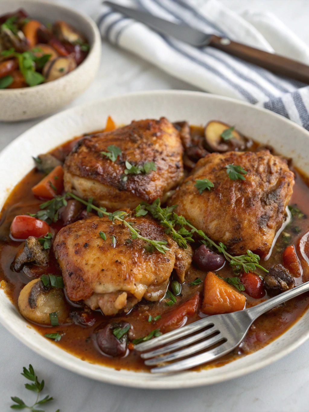 Chicken thighs wine sauce ingredients