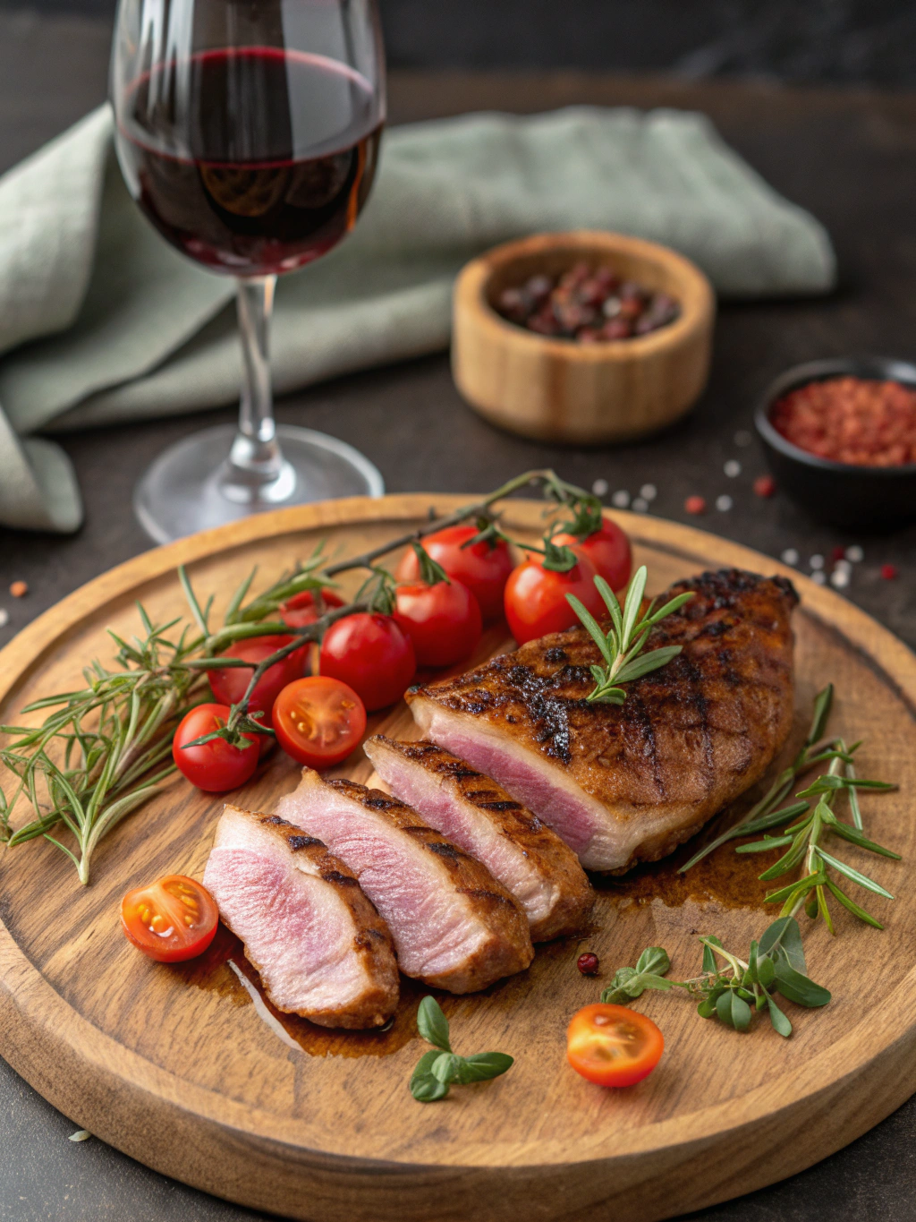 Duck breast and wine pairing ingredients